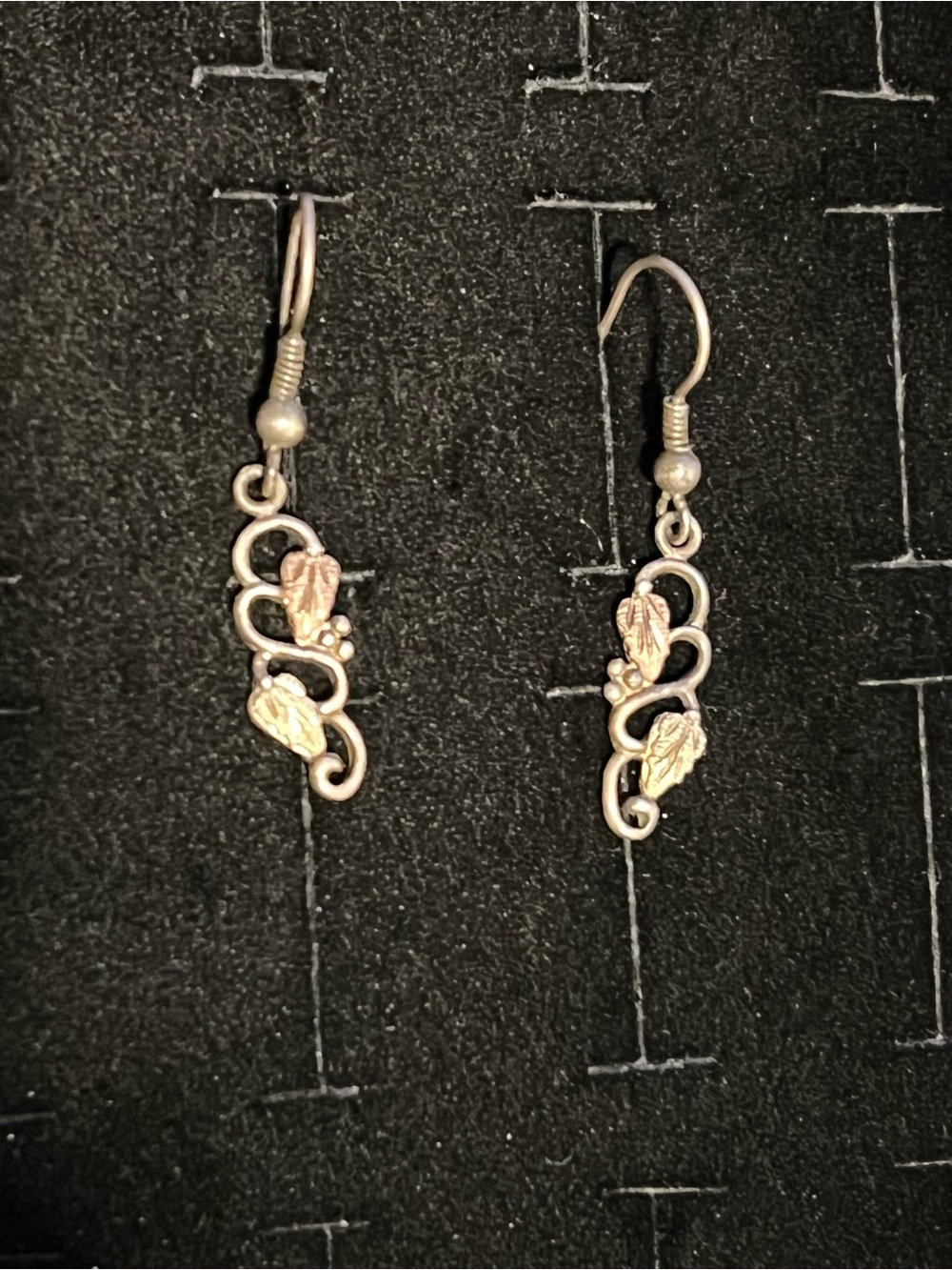 Vintage .925 Silver Gold leaf Elegant Dangle earrings